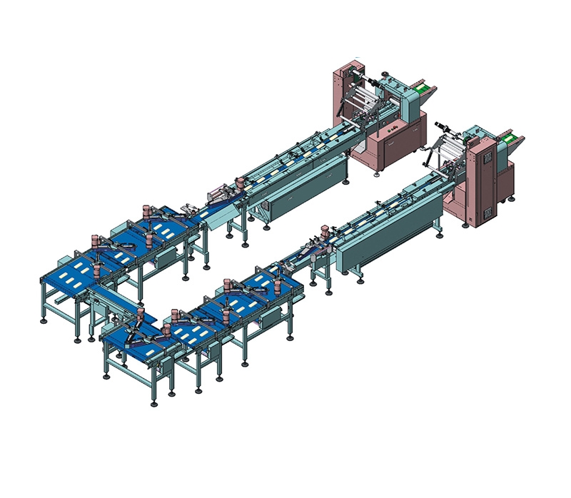 One drag two small bag bread feeding packing line
